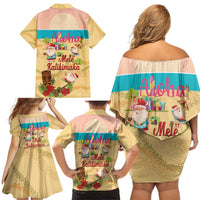 Aloha Hawaii Mele Kalikimaka Family Matching Off Shoulder Short Dress and Hawaiian Shirt Beachy Funny Santa Hawaiian Lei - Polynesian Pride