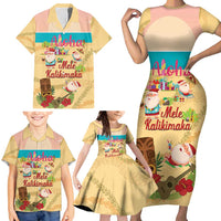Aloha Hawaii Mele Kalikimaka Family Matching Short Sleeve Bodycon Dress and Hawaiian Shirt Beachy Funny Santa Hawaiian Lei - Polynesian Pride