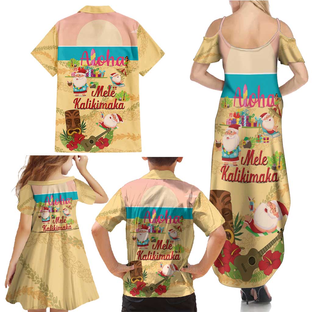 Aloha Hawaii Mele Kalikimaka Family Matching Summer Maxi Dress and Hawaiian Shirt Beachy Funny Santa Hawaiian Lei - Polynesian Pride