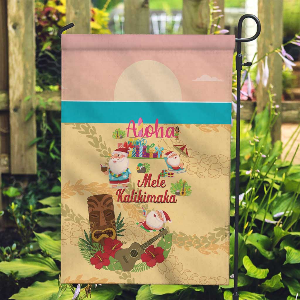 Aloha Hawaii Mele Kalikimaka Garden Flag Beachy Funny Santa Hawaiian Lei - Polynesian Pride