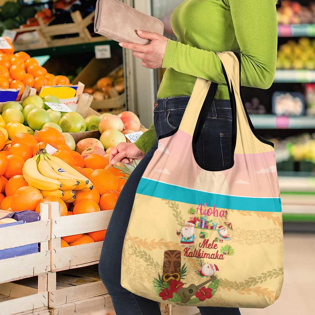 Aloha Hawaii Mele Kalikimaka Grocery Bag Beachy Funny Santa Hawaiian Lei - Polynesian Pride