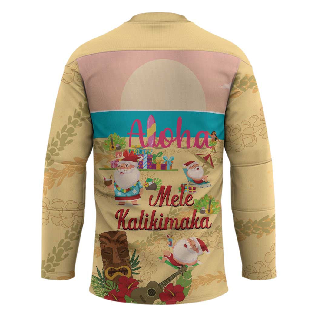 Aloha Hawaii Mele Kalikimaka Hockey Jersey Beachy Funny Santa Hawaiian Lei - Polynesian Pride