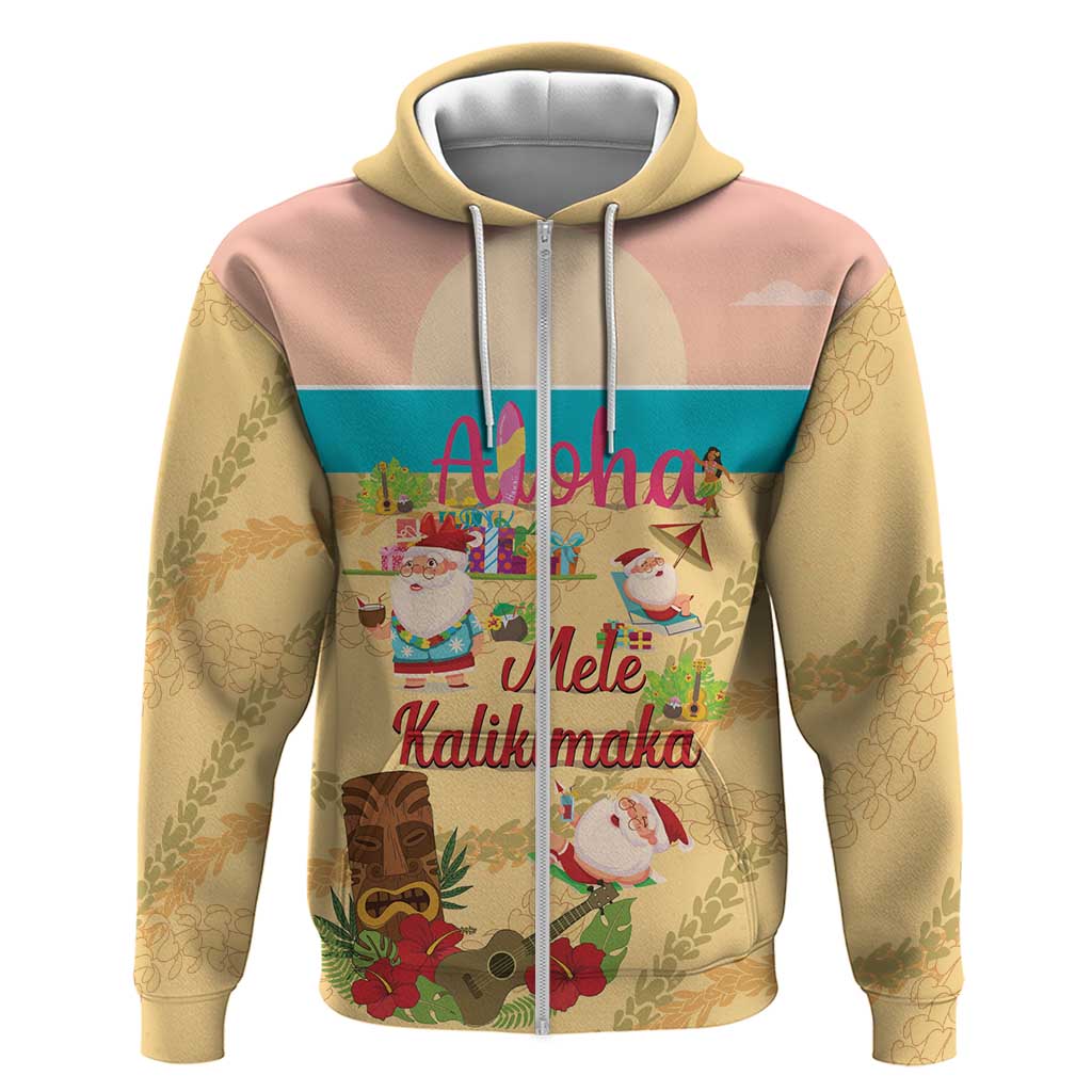 Aloha Hawaii Mele Kalikimaka Hoodie Beachy Funny Santa Hawaiian Lei - Polynesian Pride