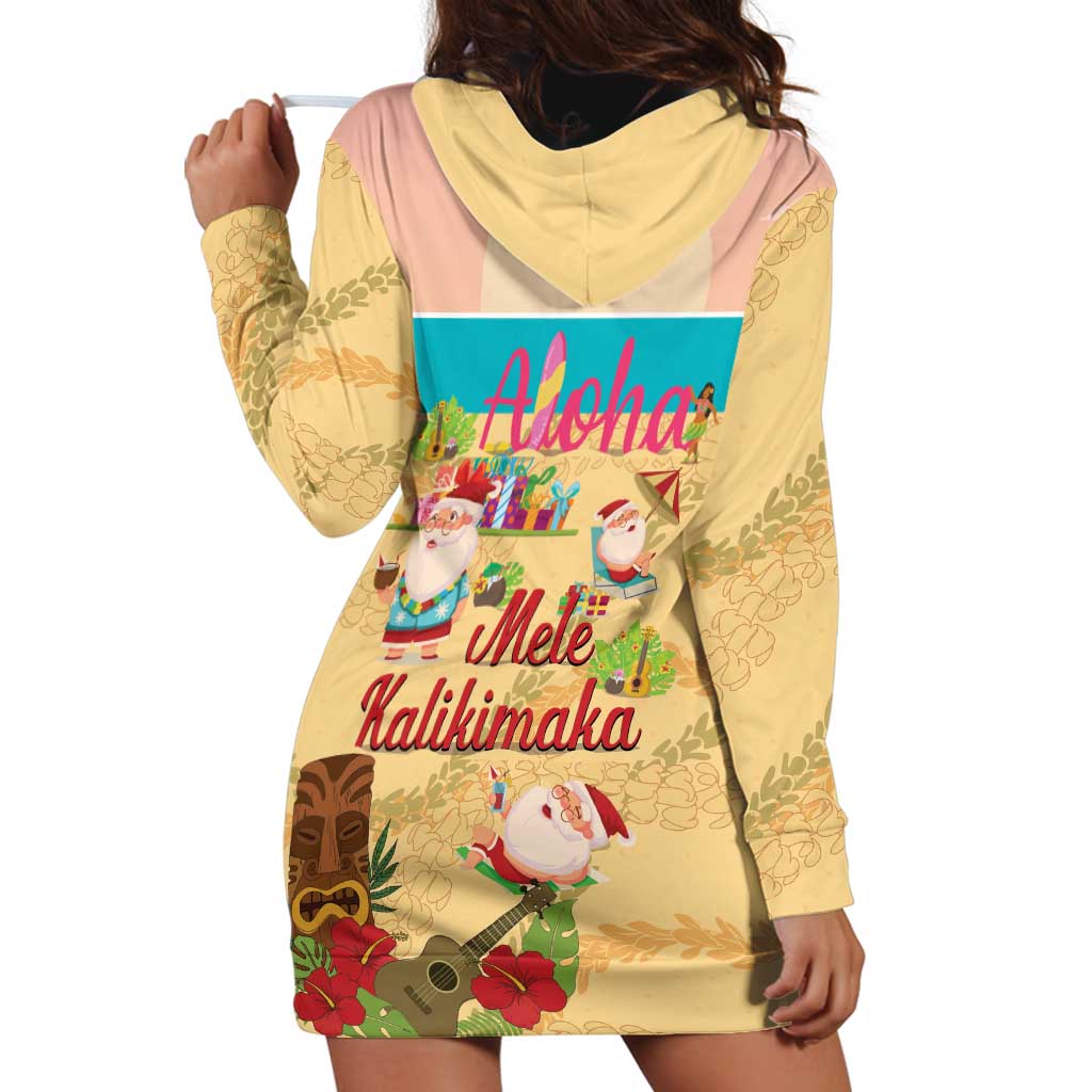 Aloha Hawaii Mele Kalikimaka Hoodie Dress Beachy Funny Santa Hawaiian Lei - Polynesian Pride