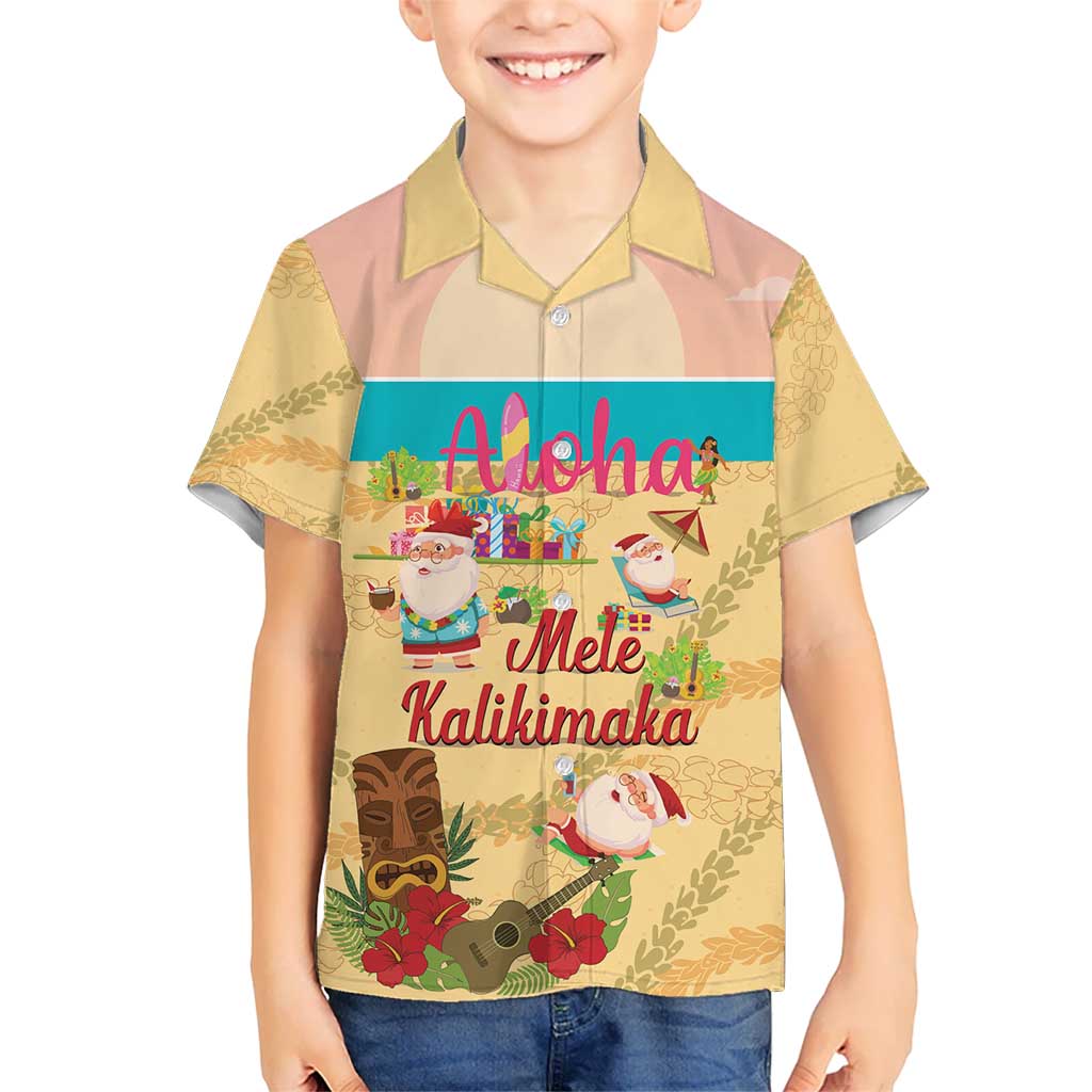 Aloha Hawaii Mele Kalikimaka Kid Hawaiian Shirt Beachy Funny Santa Hawaiian Lei - Polynesian Pride