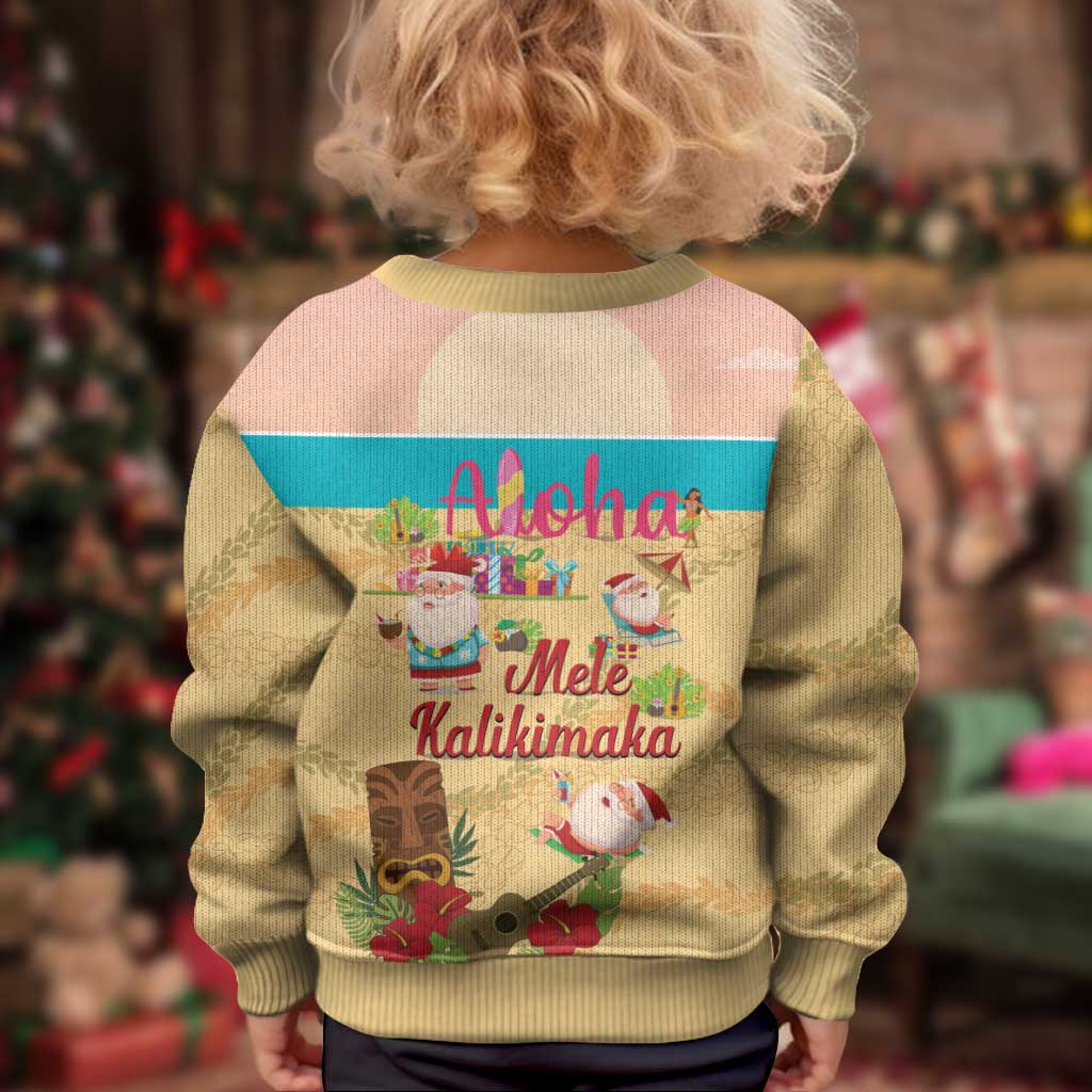 Aloha Hawaii Mele Kalikimaka Kid Ugly Christmas Sweater Beachy Funny Santa Hawaiian Lei - Polynesian Pride