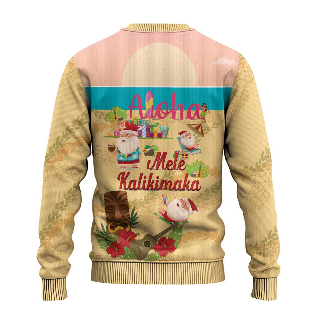 Aloha Hawaii Mele Kalikimaka Ugly Christmas Sweater Beachy Funny Santa Hawaiian Lei - Polynesian Pride