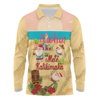 Aloha Hawaii Mele Kalikimaka Long Sleeve Polo Shirt Beachy Funny Santa Hawaiian Lei - Polynesian Pride