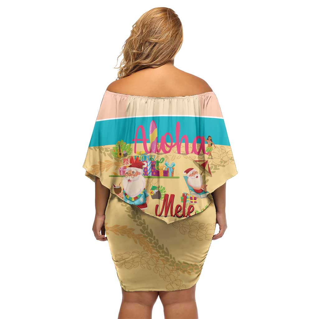 Aloha Hawaii Mele Kalikimaka Off Shoulder Short Dress Beachy Funny Santa Hawaiian Lei - Polynesian Pride