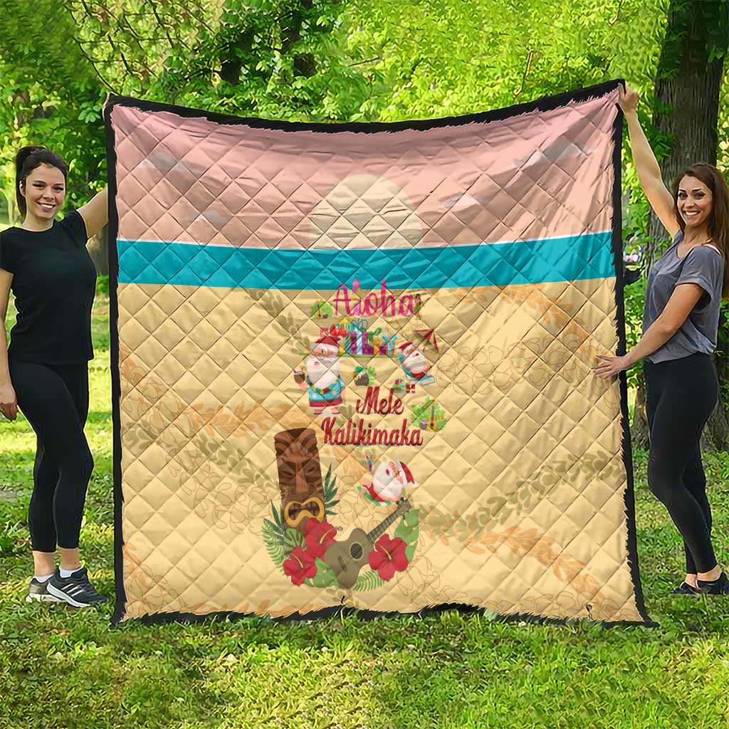 Aloha Hawaii Mele Kalikimaka Quilt Beachy Funny Santa Hawaiian Lei - Polynesian Pride