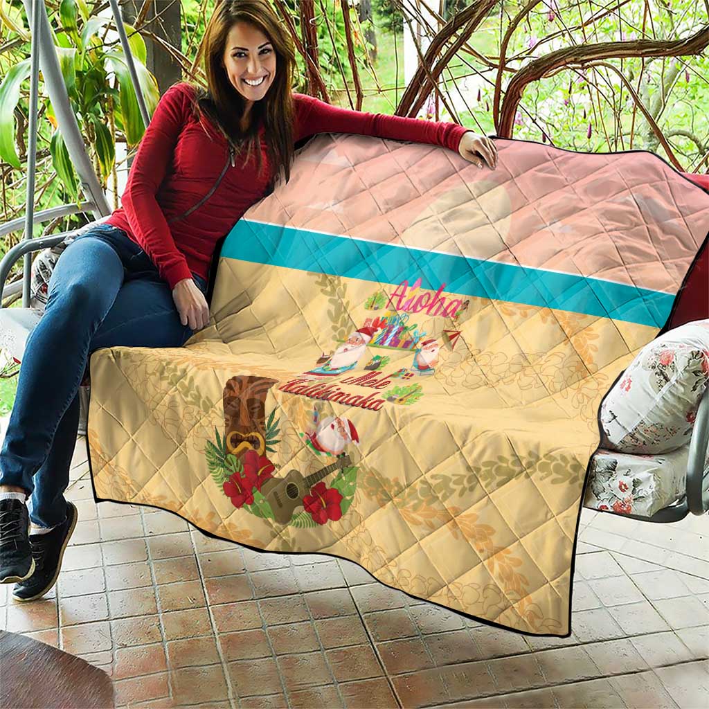 Aloha Hawaii Mele Kalikimaka Quilt Beachy Funny Santa Hawaiian Lei - Polynesian Pride