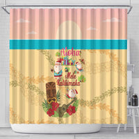 Aloha Hawaii Mele Kalikimaka Shower Curtain Beachy Funny Santa Hawaiian Lei - Polynesian Pride