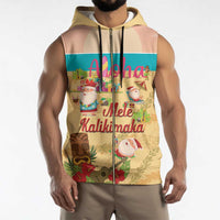 Aloha Hawaii Mele Kalikimaka Sleeveless Zip Hoodie Beachy Funny Santa Hawaiian Lei - Polynesian Pride