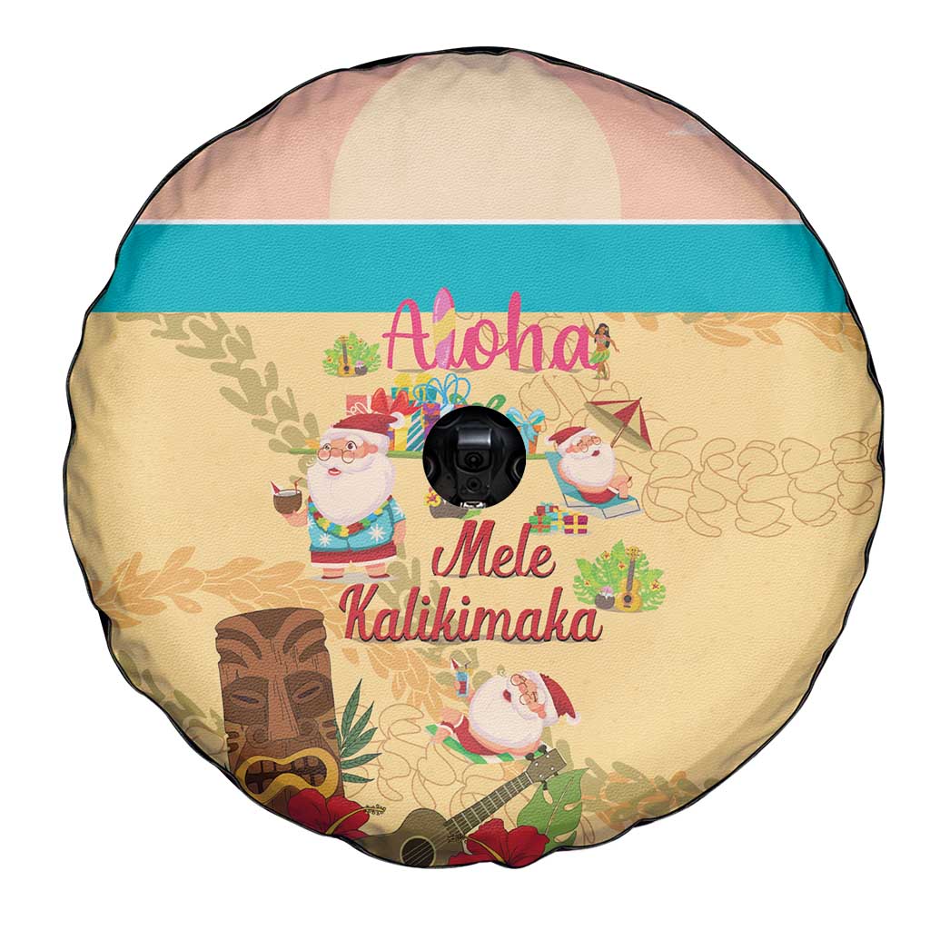 Aloha Hawaii Mele Kalikimaka Spare Tire Cover Beachy Funny Santa Hawaiian Lei - Polynesian Pride
