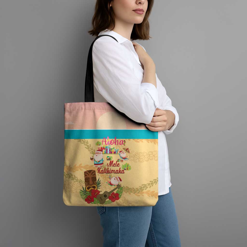 Aloha Hawaii Mele Kalikimaka Tote Bag Beachy Funny Santa Hawaiian Lei - Polynesian Pride