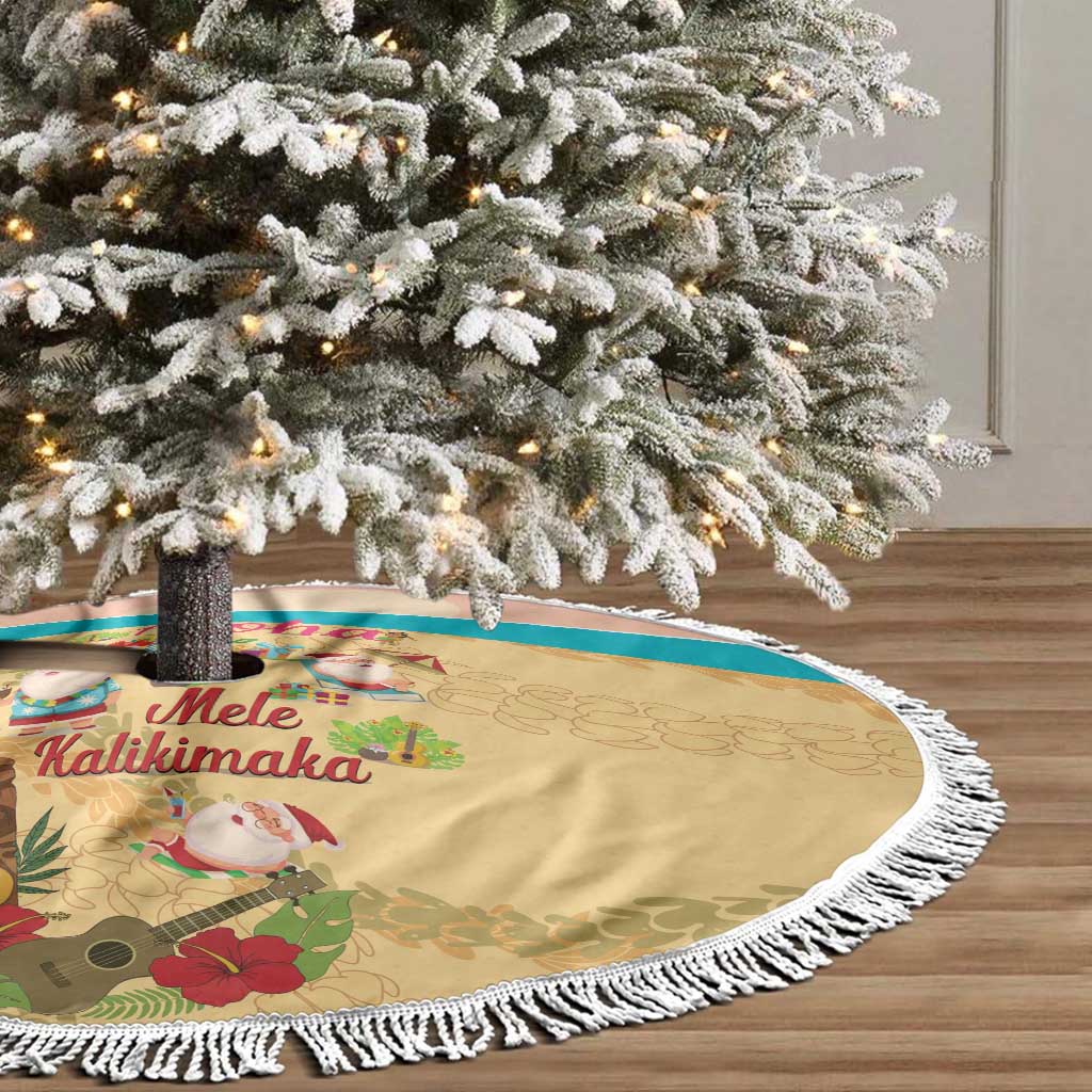 Aloha Hawaii Mele Kalikimaka Tree Skirt Beachy Funny Santa Hawaiian Lei - Polynesian Pride