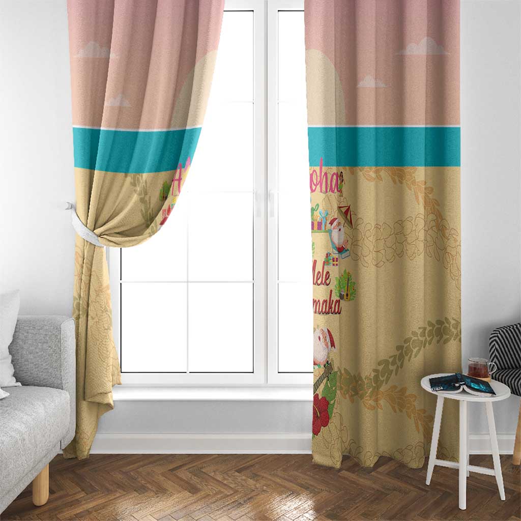 Aloha Hawaii Mele Kalikimaka Window Curtain Beachy Funny Santa Hawaiian Lei - Polynesian Pride