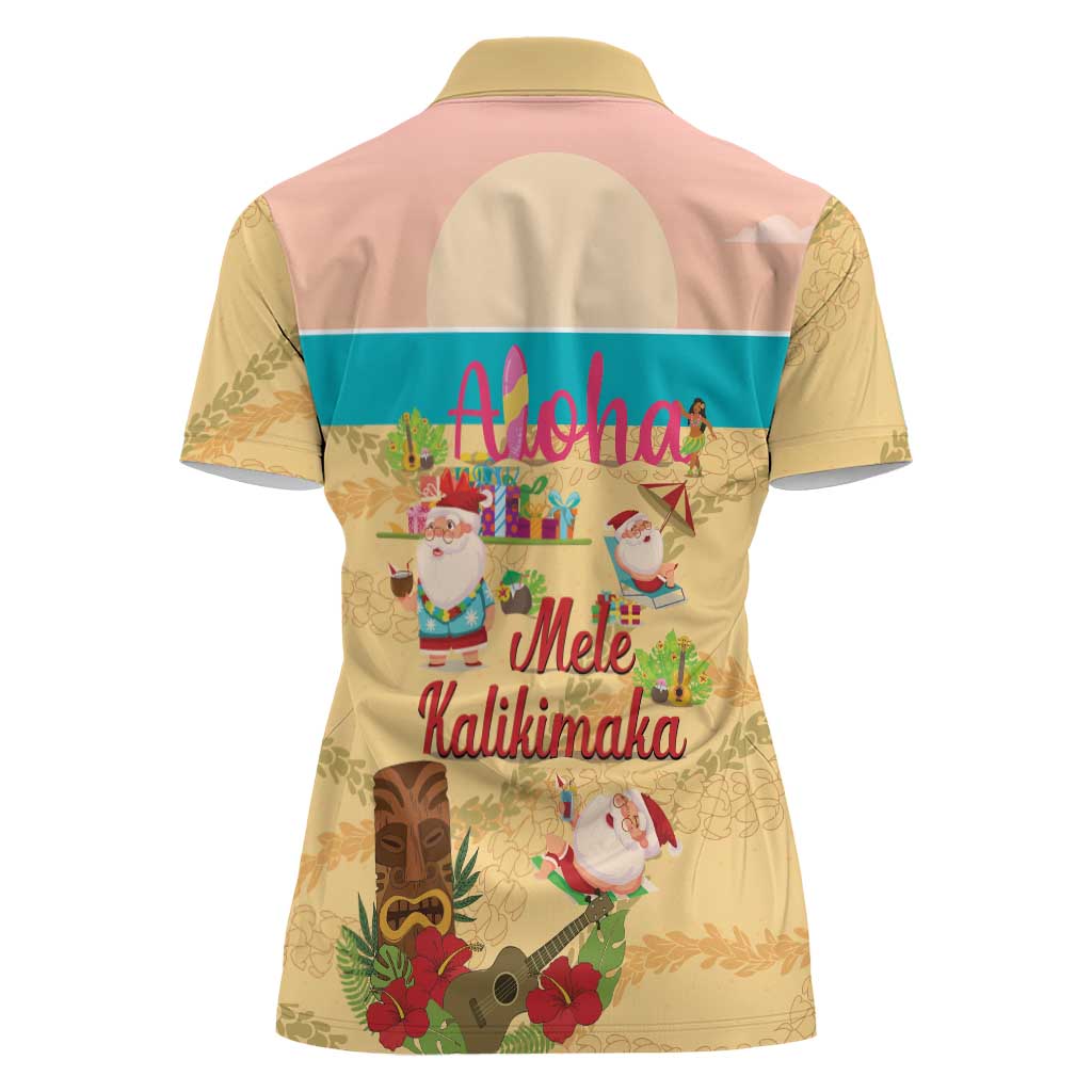 Aloha Hawaii Mele Kalikimaka Women Polo Shirt Beachy Funny Santa Hawaiian Lei - Polynesian Pride