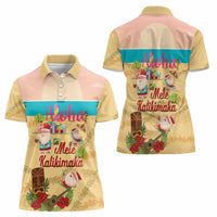 Aloha Hawaii Mele Kalikimaka Women Polo Shirt Beachy Funny Santa Hawaiian Lei - Polynesian Pride