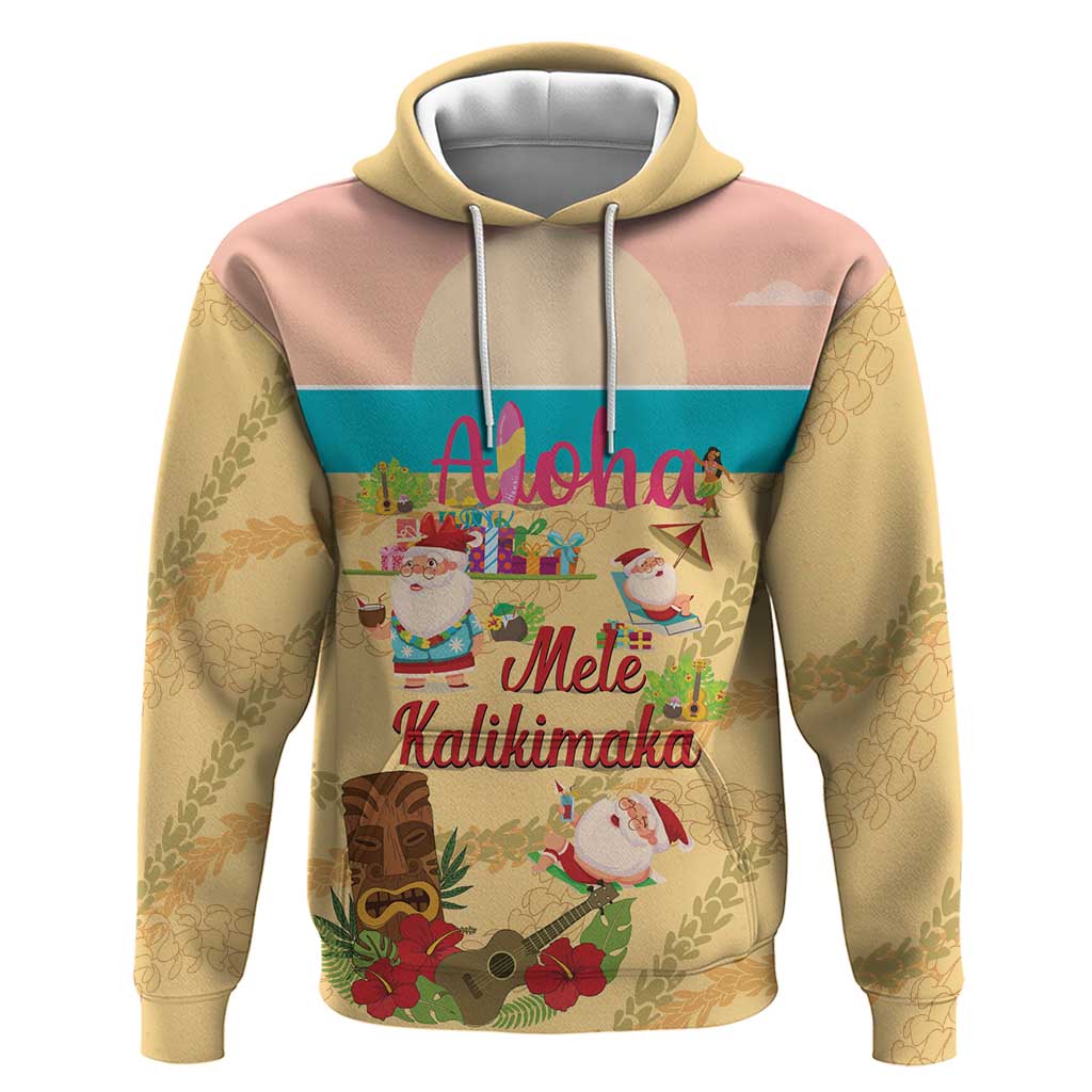 Aloha Hawaii Mele Kalikimaka Zip Hoodie Beachy Funny Santa Hawaiian Lei - Polynesian Pride