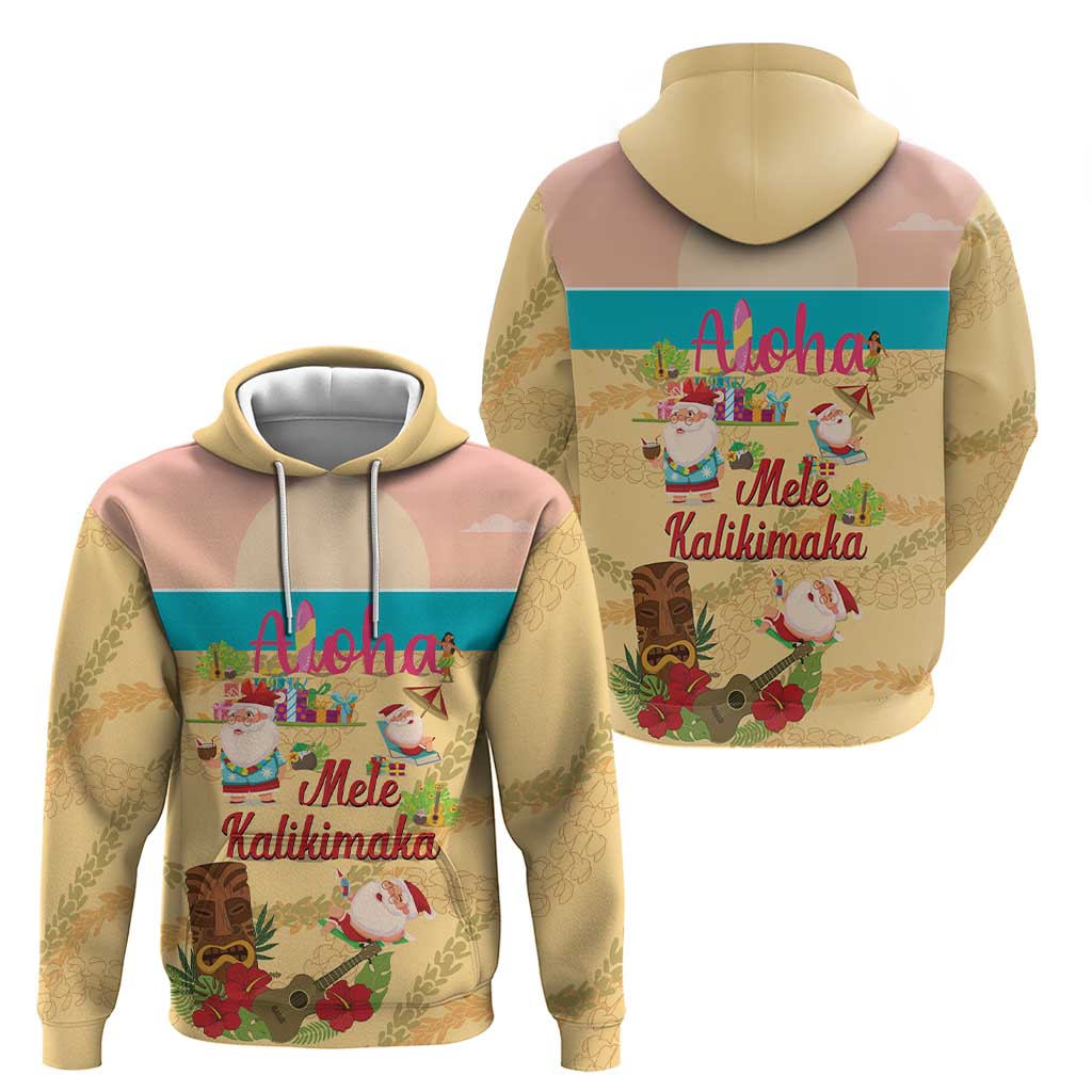 Aloha Hawaii Mele Kalikimaka Zip Hoodie Beachy Funny Santa Hawaiian Lei - Polynesian Pride