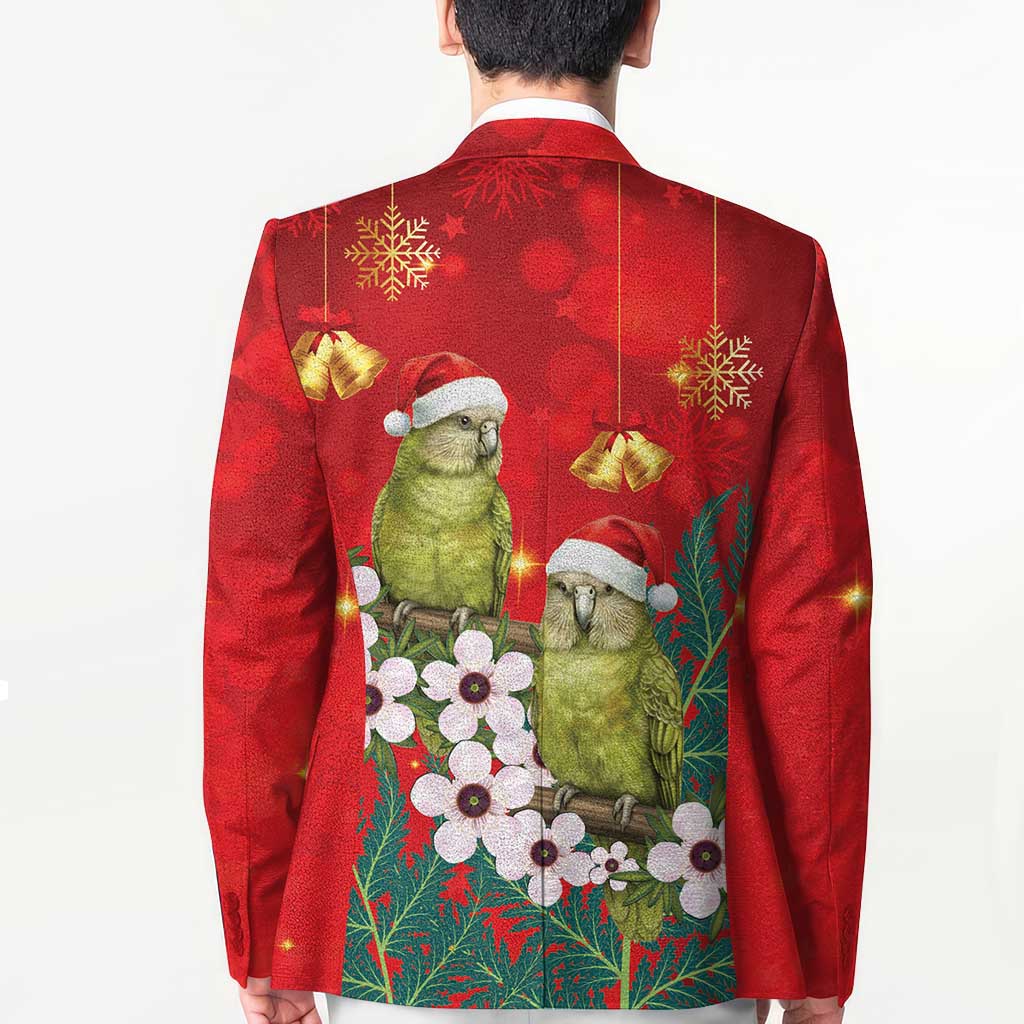 New Zealand Kakapo Christmas Blazer Owl Parrot Santa Sliver Fern Manuka - Red - Polynesian Pride