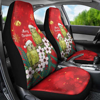 New Zealand Kakapo Christmas Car Seat Cover Owl Parrot Santa Sliver Fern Manuka - Red - Polynesian Pride