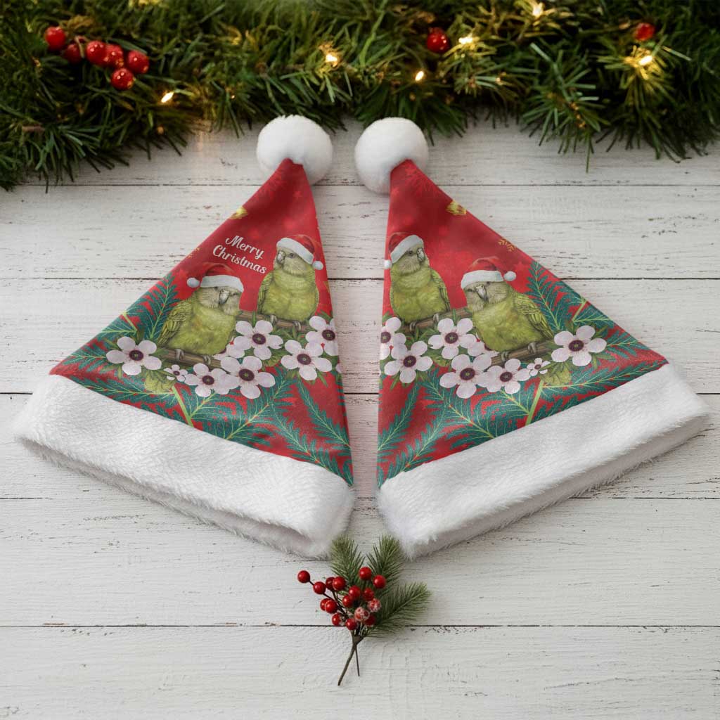 New Zealand Kakapo Christmas Santa Hat Owl Parrot Santa Sliver Fern Manuka - Red - Polynesian Pride