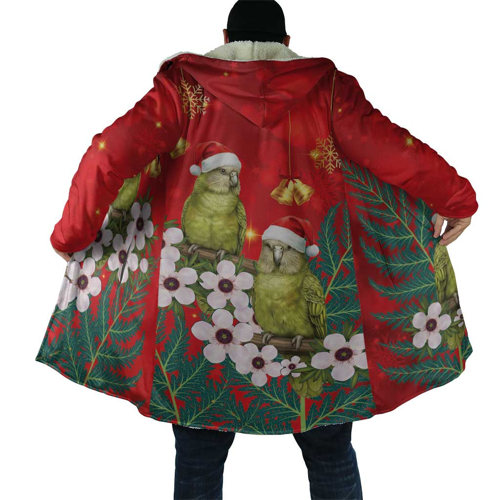 New Zealand Kakapo Christmas Cloak Owl Parrot Santa Sliver Fern Manuka - Red - Polynesian Pride