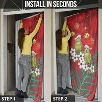 New Zealand Kakapo Christmas Door Cover Owl Parrot Santa Sliver Fern Manuka - Red - Polynesian Pride