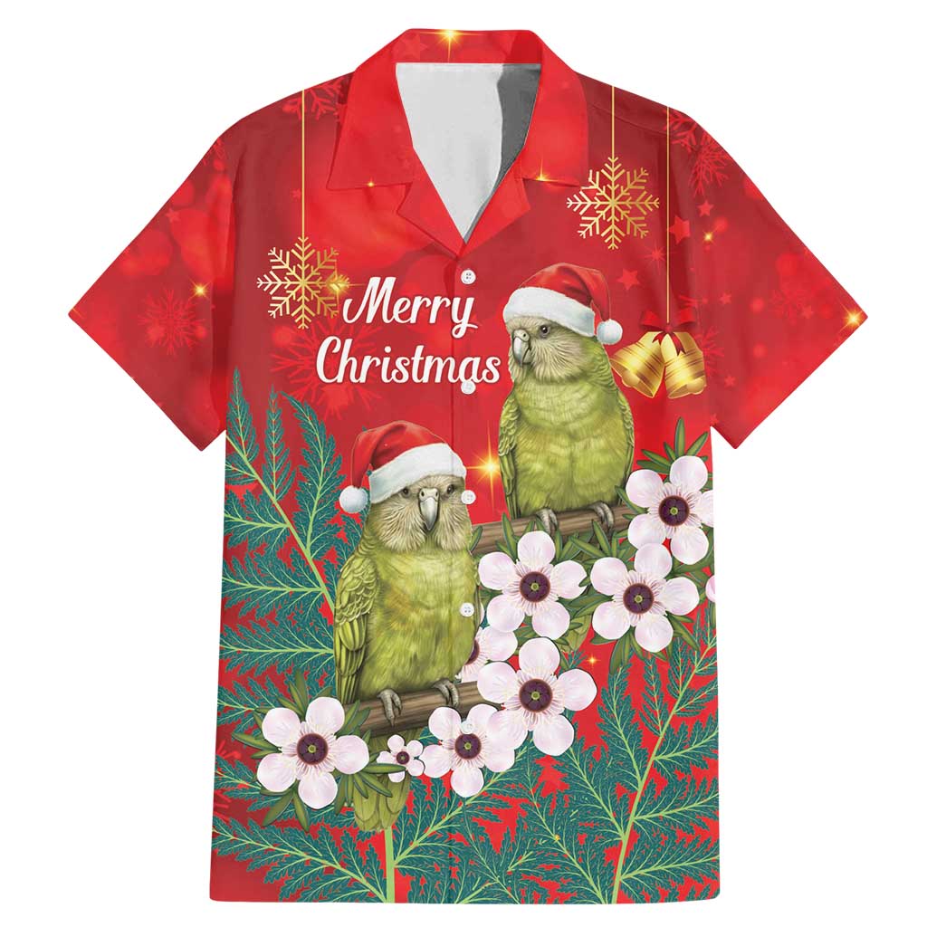 New Zealand Kakapo Christmas Family Matching Mermaid Dress and Hawaiian Shirt Owl Parrot Santa Sliver Fern Manuka - Red - Polynesian Pride