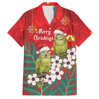 New Zealand Kakapo Christmas Family Matching Off Shoulder Maxi Dress and Hawaiian Shirt Owl Parrot Santa Sliver Fern Manuka - Red - Polynesian Pride