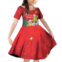 New Zealand Kakapo Christmas Family Matching Off Shoulder Short Dress and Hawaiian Shirt Owl Parrot Santa Sliver Fern Manuka - Red - Polynesian Pride