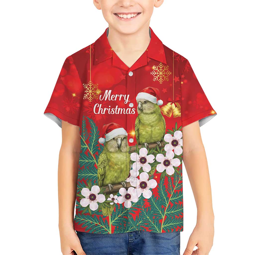 New Zealand Kakapo Christmas Hawaiian Shirt Owl Parrot Santa Sliver Fern Manuka - Red - Polynesian Pride
