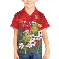 New Zealand Kakapo Christmas Hawaiian Shirt Owl Parrot Santa Sliver Fern Manuka - Red - Polynesian Pride