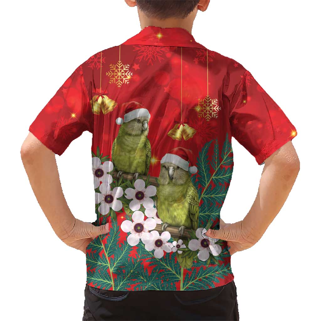 New Zealand Kakapo Christmas Hawaiian Shirt Owl Parrot Santa Sliver Fern Manuka - Red - Polynesian Pride