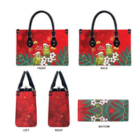New Zealand Kakapo Christmas Leather Bag Owl Parrot Santa Sliver Fern Manuka - Red - Polynesian Pride