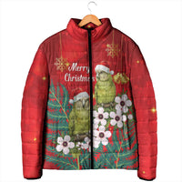 New Zealand Kakapo Christmas Padded Jacket Owl Parrot Santa Sliver Fern Manuka - Red - Polynesian Pride