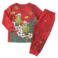 New Zealand Kakapo Christmas Pajama Set Owl Parrot Santa Sliver Fern Manuka - Red - Polynesian Pride