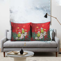 New Zealand Kakapo Christmas Pillow Cover Owl Parrot Santa Sliver Fern Manuka - Red - Polynesian Pride