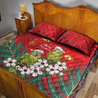 New Zealand Kakapo Christmas Quilt Bed Set Owl Parrot Santa Sliver Fern Manuka - Red - Polynesian Pride