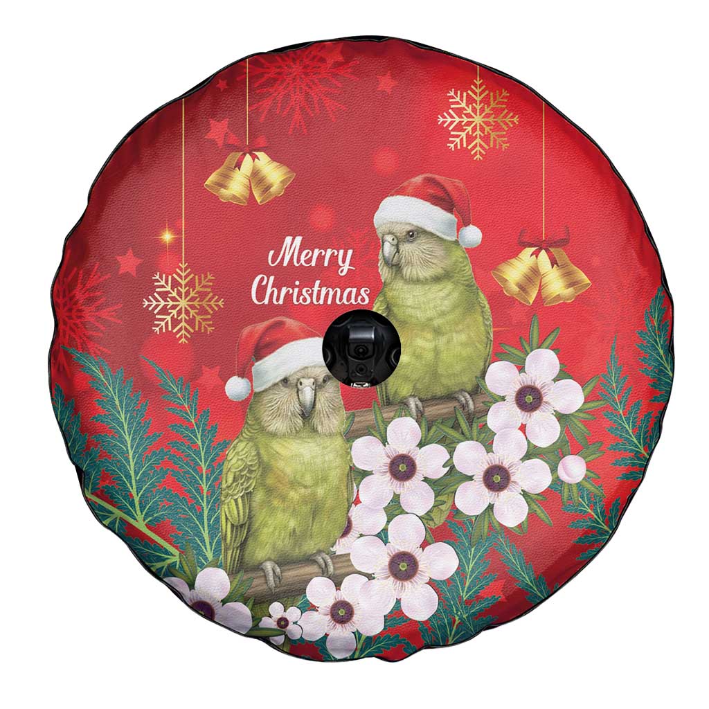 New Zealand Kakapo Christmas Spare Tire Cover Owl Parrot Santa Sliver Fern Manuka - Red - Polynesian Pride