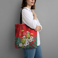 New Zealand Kakapo Christmas Tote Bag Owl Parrot Santa Sliver Fern Manuka - Red - Polynesian Pride