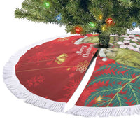 New Zealand Kakapo Christmas Tree Skirt Owl Parrot Santa Sliver Fern Manuka - Red - Polynesian Pride