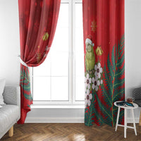 New Zealand Kakapo Christmas Window Curtain Owl Parrot Santa Sliver Fern Manuka - Red - Polynesian Pride