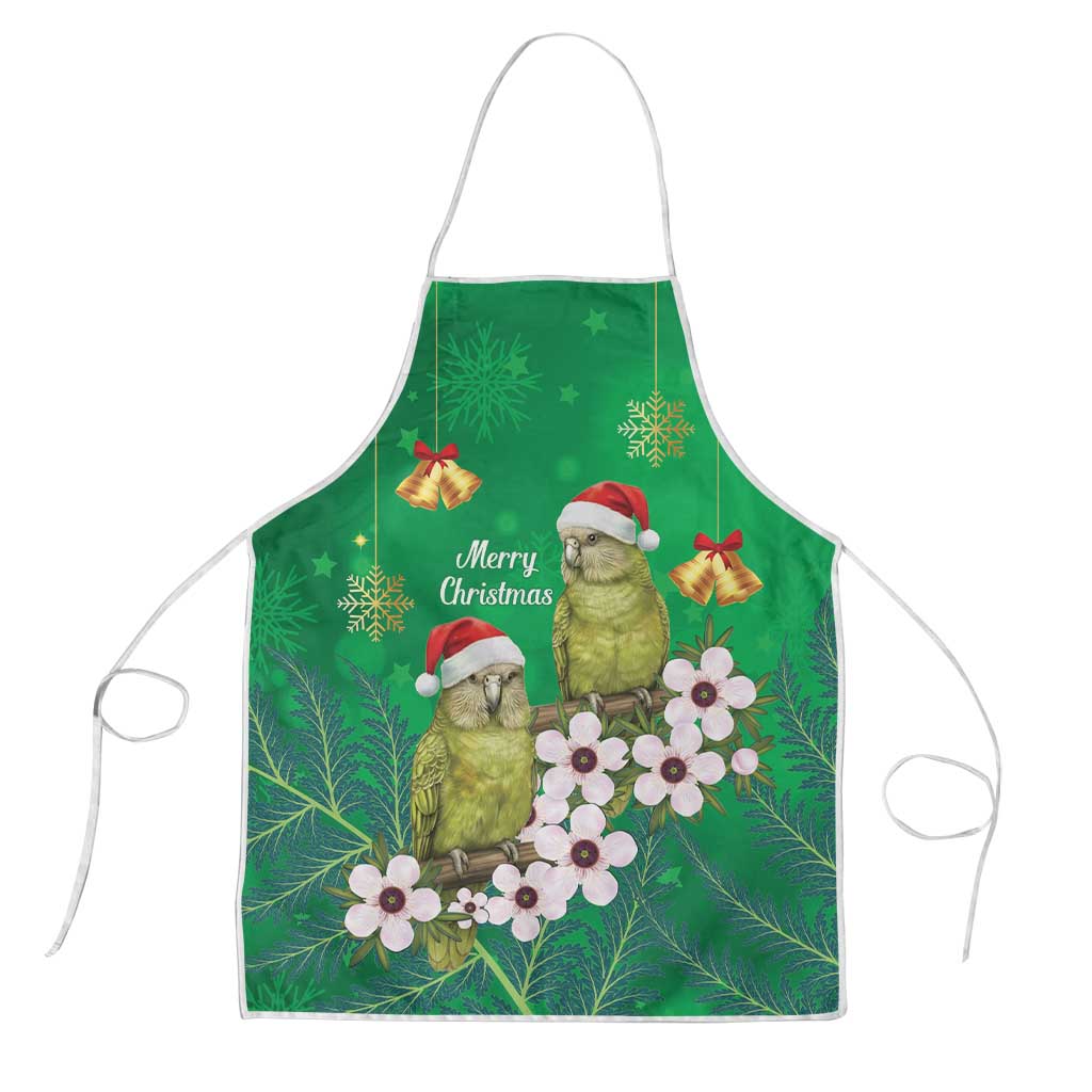 New Zealand Kakapo Christmas Apron Owl Parrot Santa Sliver Fern Manuka - Green - Polynesian Pride