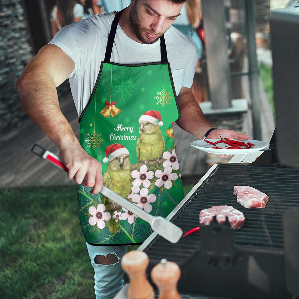 New Zealand Kakapo Christmas Apron Owl Parrot Santa Sliver Fern Manuka - Green - Polynesian Pride