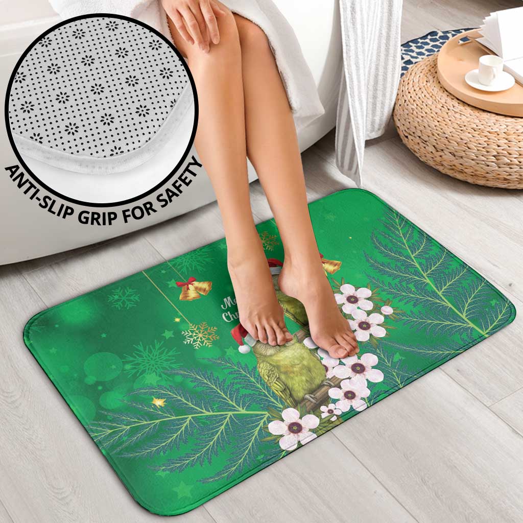 New Zealand Kakapo Christmas Bathroom Set Owl Parrot Santa Sliver Fern Manuka - Green - Polynesian Pride