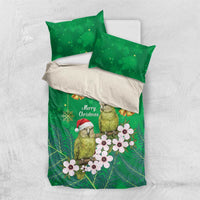 New Zealand Kakapo Christmas Bedding Set Owl Parrot Santa Sliver Fern Manuka - Green - Polynesian Pride