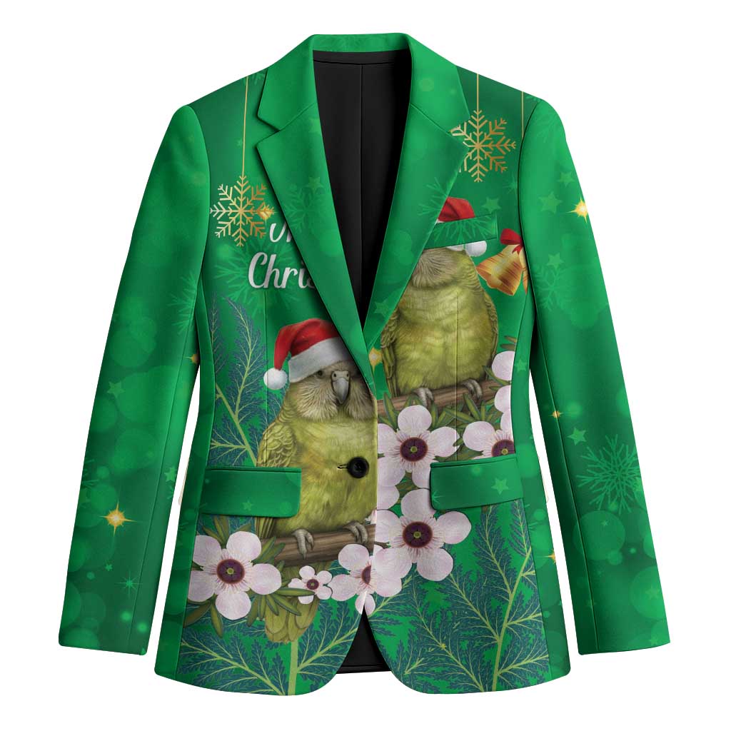 New Zealand Kakapo Christmas Blazer Owl Parrot Santa Sliver Fern Manuka - Green - Polynesian Pride